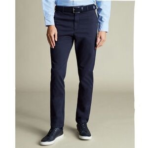 Charles Tyrwhitt Navy Slim Fit Non Iron Pants in W34 L32